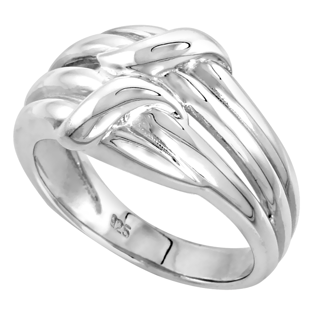 Sterling Silver Ribbon Ring for Women Flawless finish 9/16 inch wide sizes 6 to 10