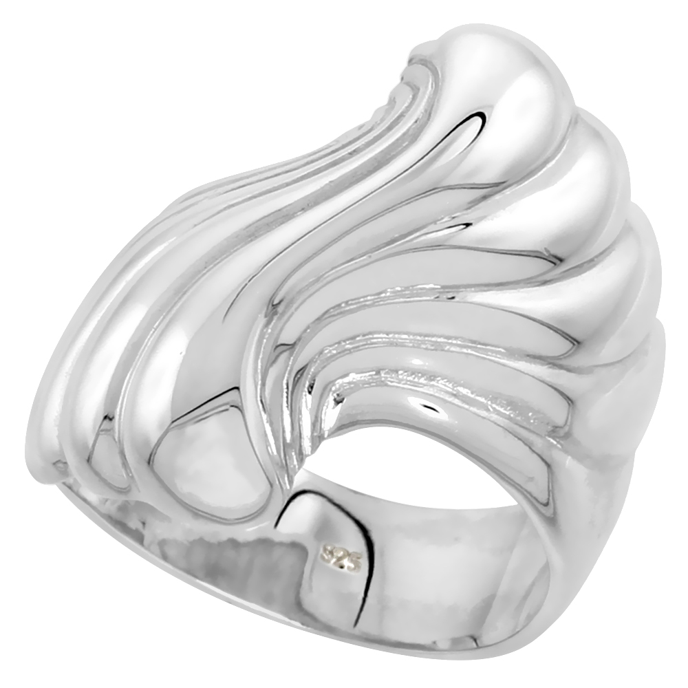 Sterling Silver Fan Ring for Women Flawless finish 1 inch wide sizes 6 to 10
