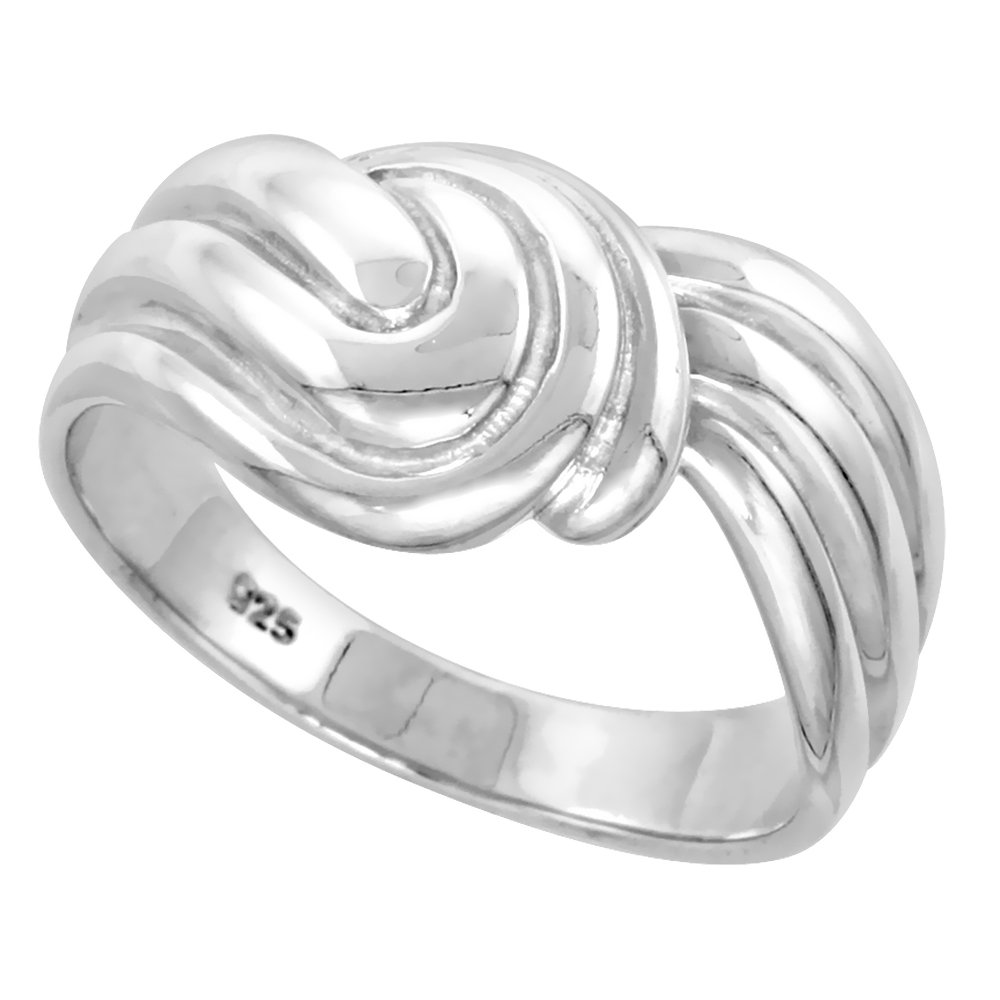 Sterling Silver Swirl Ring for Women Flawless finish 1/2 inch wide sizes 6 to 10