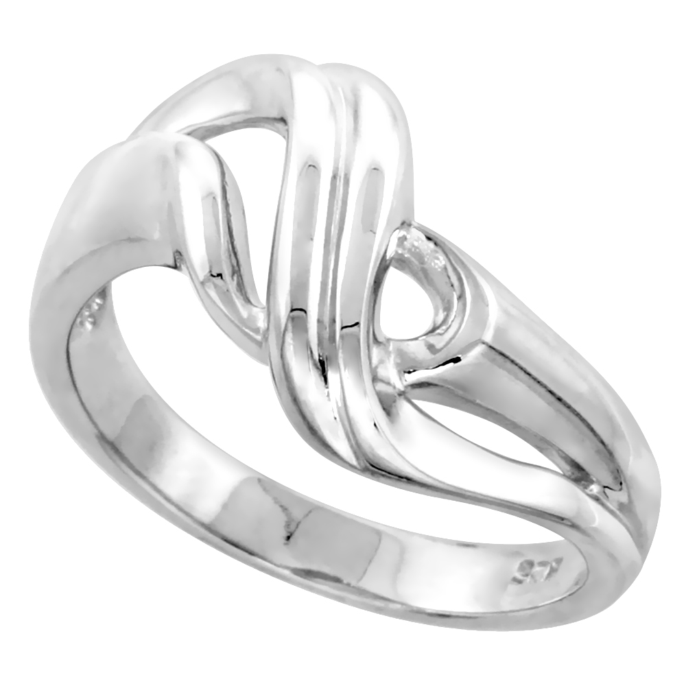 Sterling Silver Ribbon Ring for Women Flawless finish 1/2 inch wide sizes 6 to 10