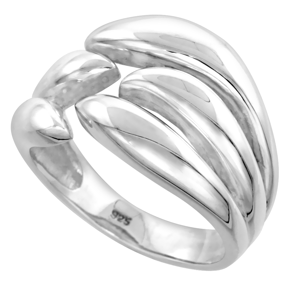 Sterling Silver Flame Ring for Women Flawless finish 1/2 inch wide sizes 6 to 10