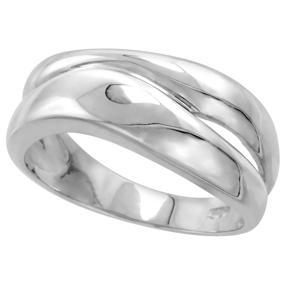 Sterling Silver Freeform Ring for Women Flawless finish 3/8 inch wide sizes 6 to 10