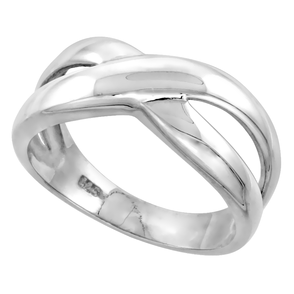 Sterling Silver Freeform Ring for Women Flawless finish 3/8 inch wide sizes 6 to 10