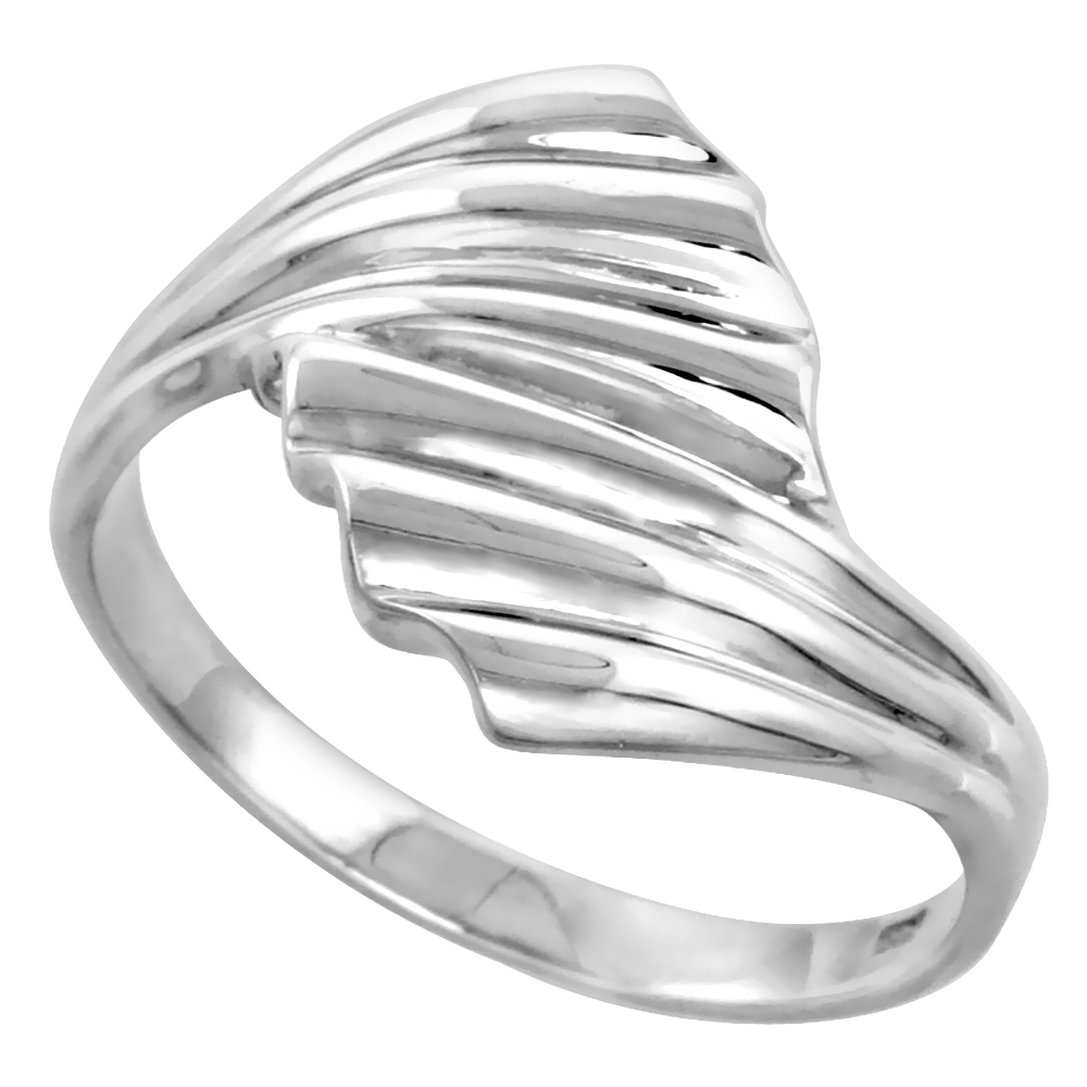 Sterling Silver Freeform Ring for Women Flawless finish 3/4 inch wide sizes 6 to 10