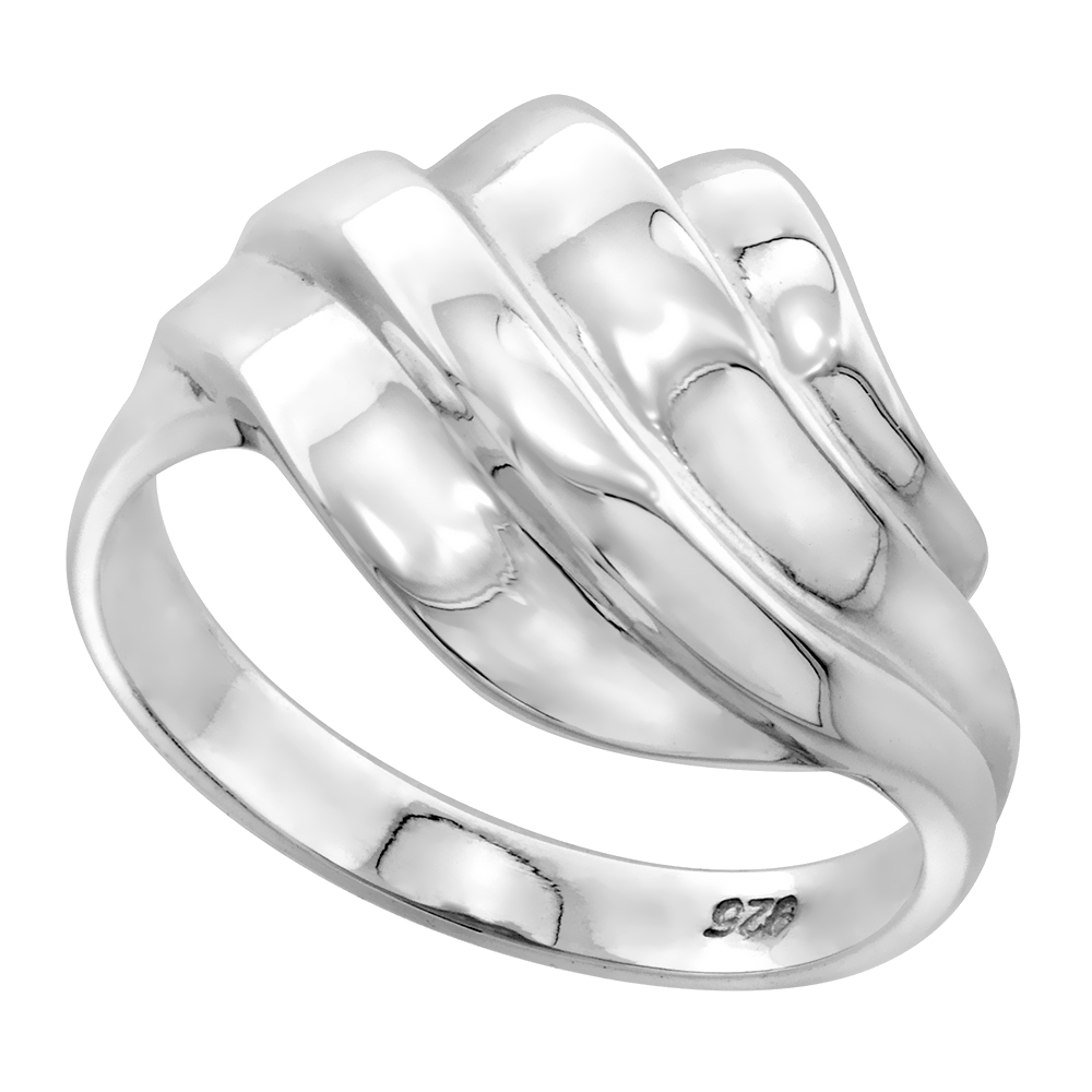 Sterling Silver Freeform Ring for Women Flawless finish 1/2 inch wide sizes 6 to 10