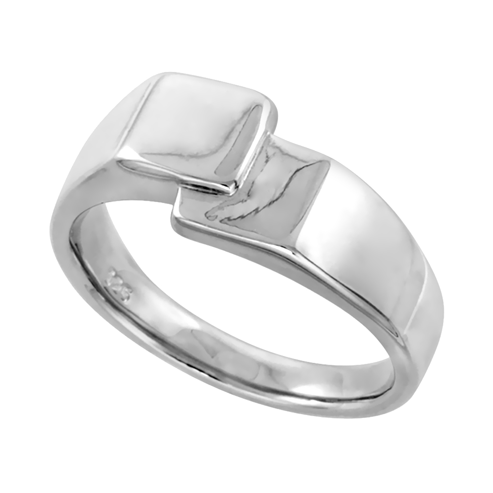 Sterling Silver Freeform Ring for Women Flawless finish 3/8 inch wide sizes 6 to 10