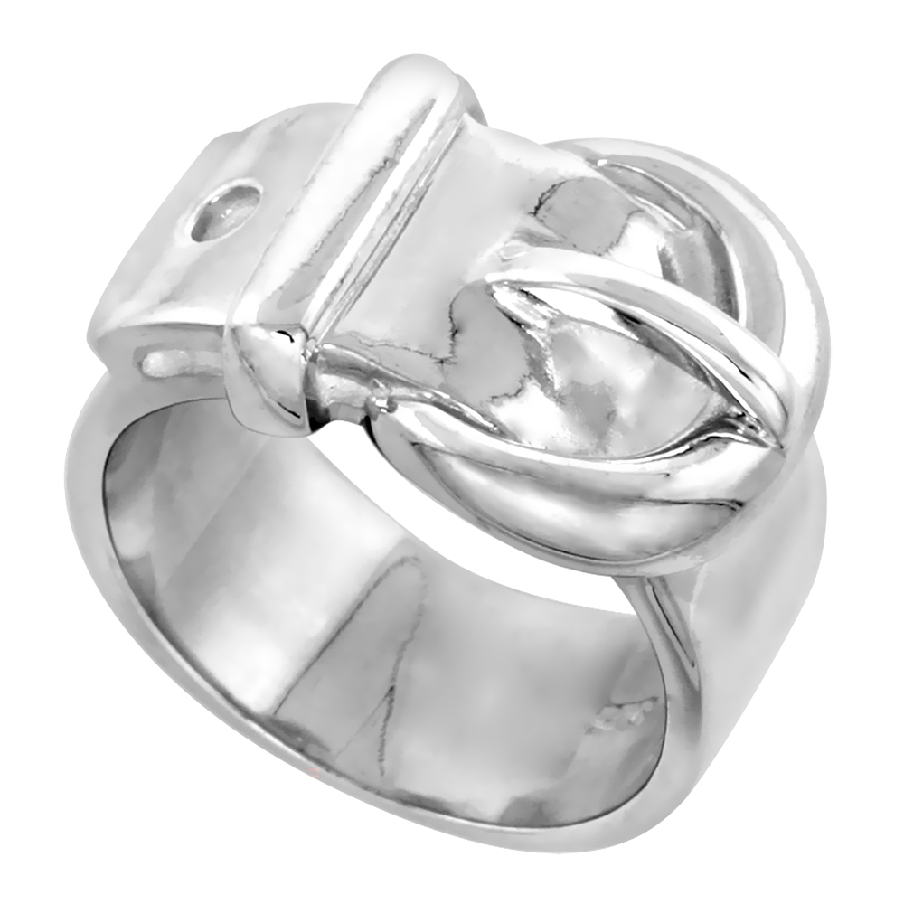 Sterling Silver Belt Buckle Ring for Women Flawless finish 1/2 inch wide sizes 6 to 10