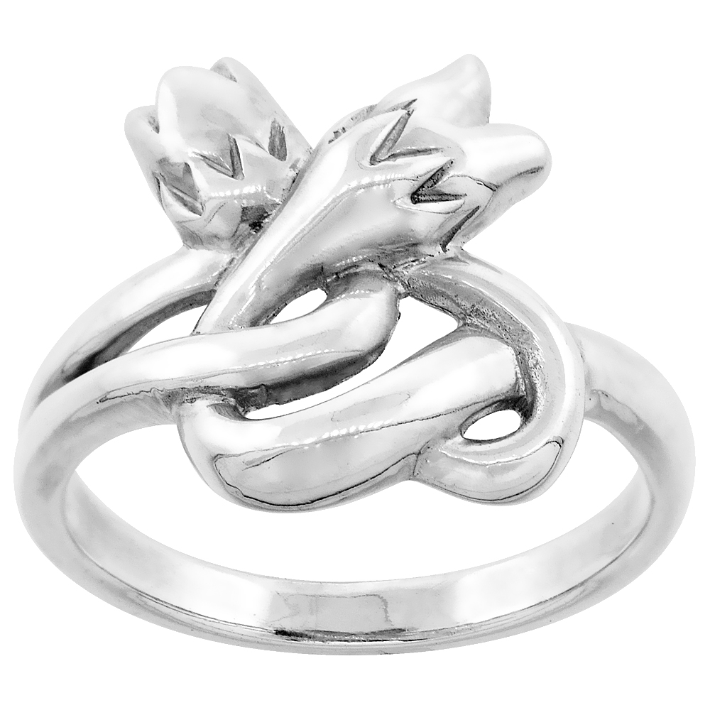 Sterling Silver Tulips Ring for Women Flawless finish 3/4 inch wide sizes 6 to 10