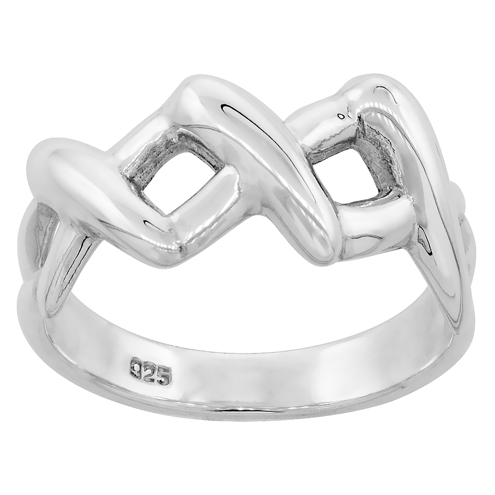 Sterling Silver 3-X Ring Flawless finish 3/8 inch wide, sizes 6 to 10