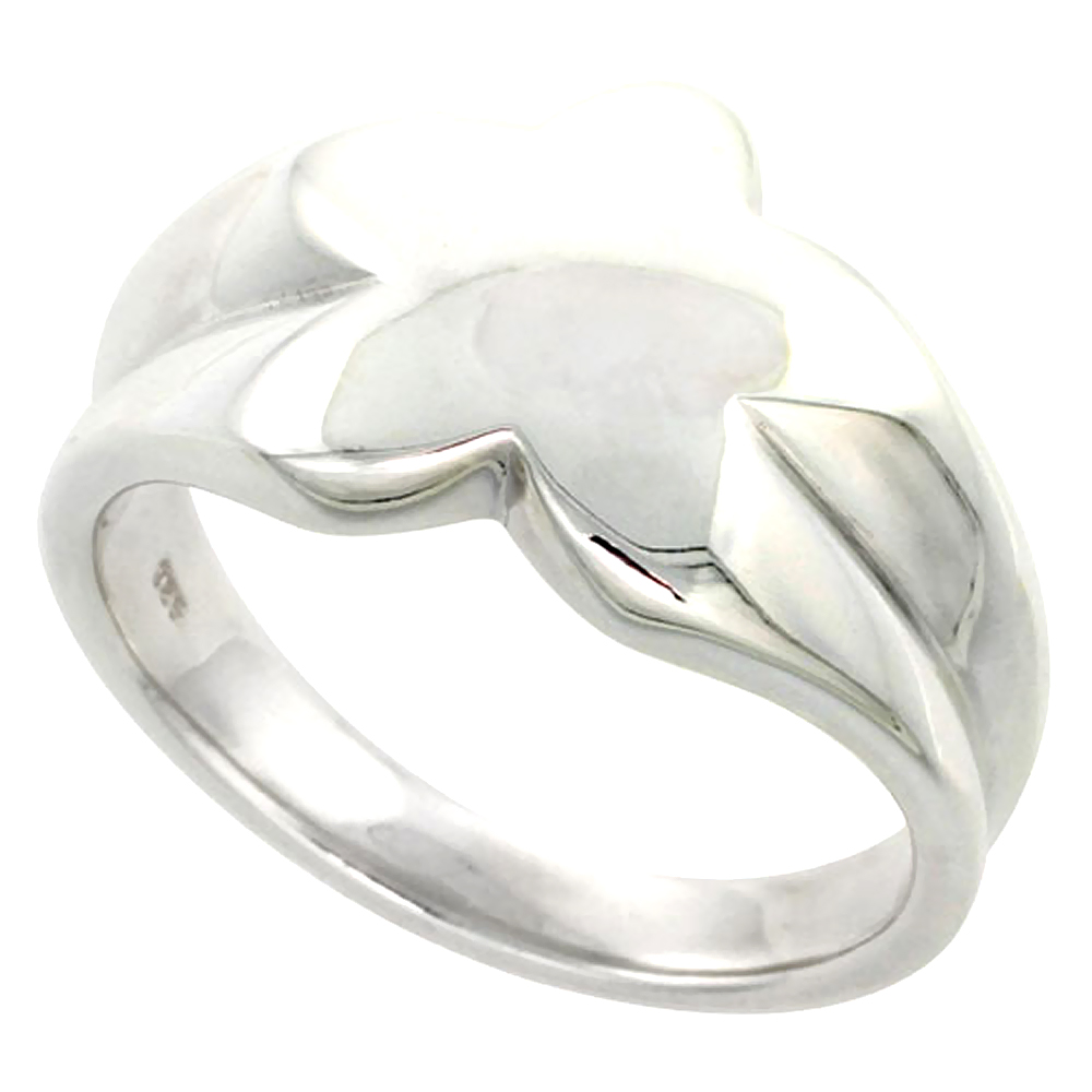 Sterling Silver Star Ring Flawless finish 1/2 inch wide, sizes 6 to 10