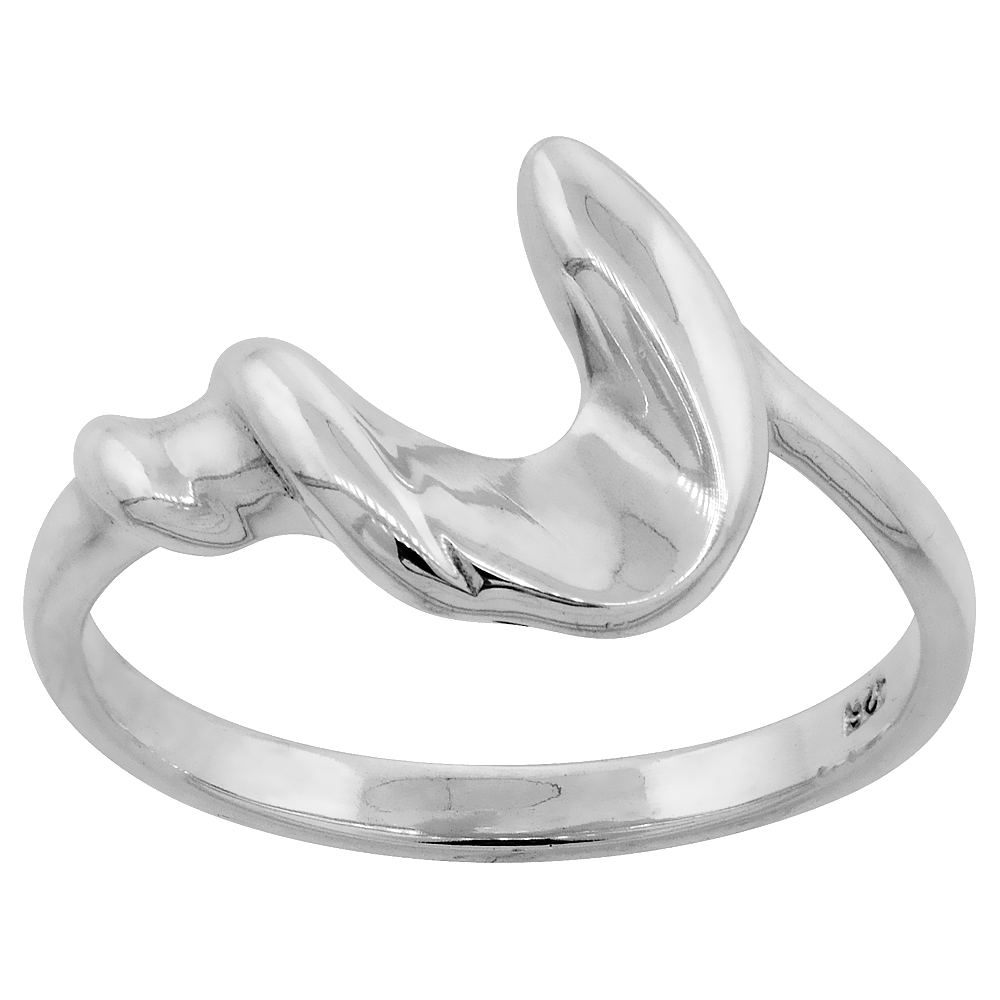 Sterling Silver Freeform Ring for Women Flawless finish 3/8 inch wide sizes 6 to 10