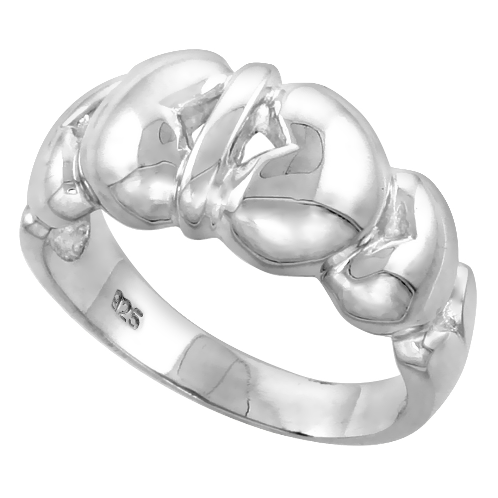 Sterling Silver Hearts Ring Ring for Women Flawless finish 3/8 inch wide sizes 6 to 10