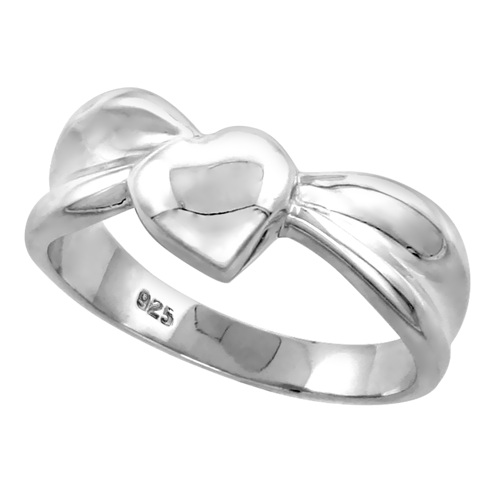 Sterling Silver Domed Heart Ring for Women Flawless finish 5/16 inch wide sizes 6 to 10