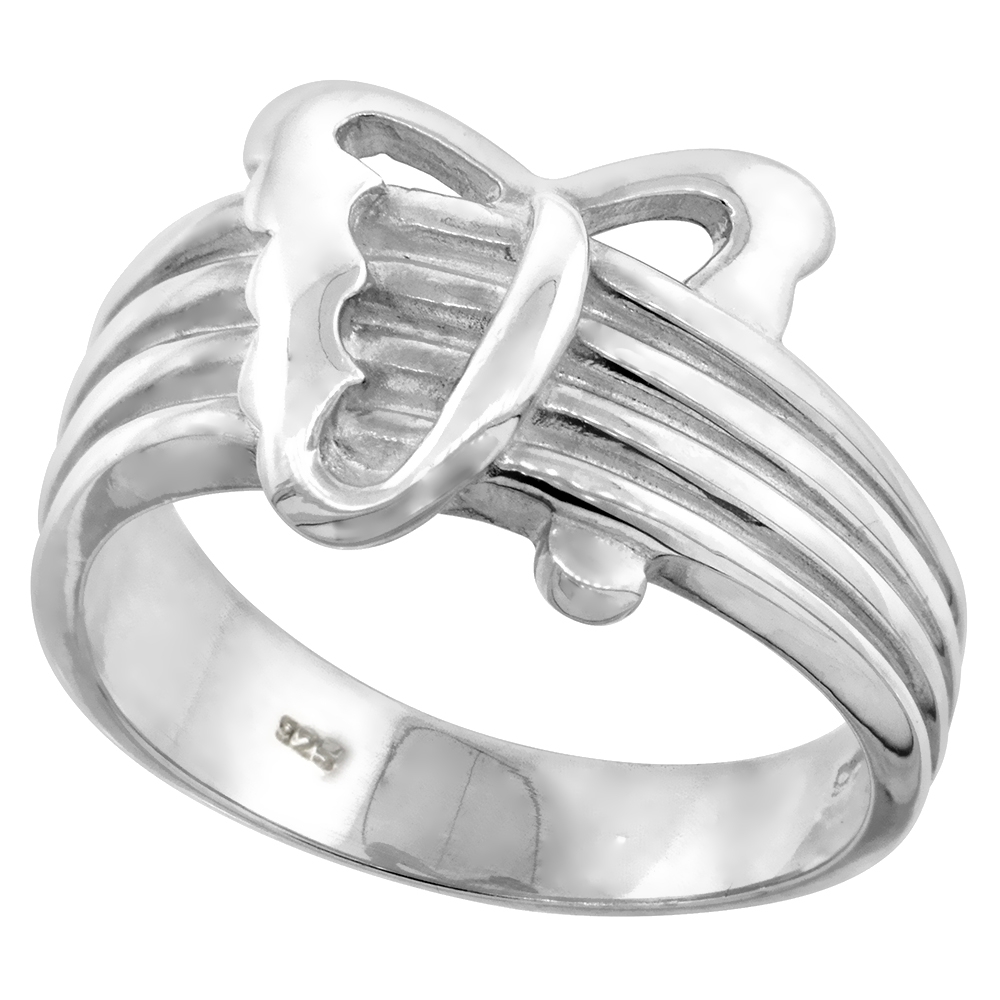 Sterling Silver Abstract Butterfly Ring for Women Flawless finish 1/2 inch wide sizes 6 to 10