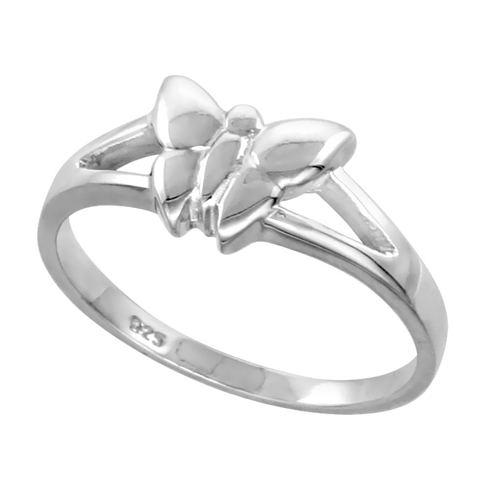 Sterling Silver Dainty Butterfly Ring for Women Flawless finish 5/16 inch wide sizes 6 to 10