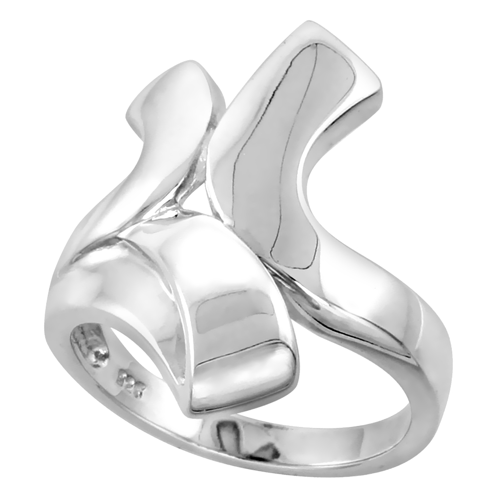 Sterling Silver Contemporary Ring for Women Flawless finish 1 inch wide sizes 6 to 10