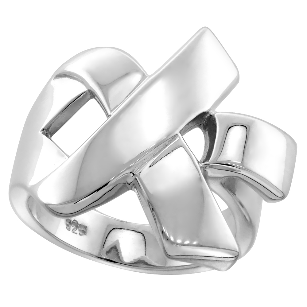 Sterling Silver Breast Cancer Awareness Ribbon Ring for Women Flawless finish 7/8 inch wide sizes 6 to 10