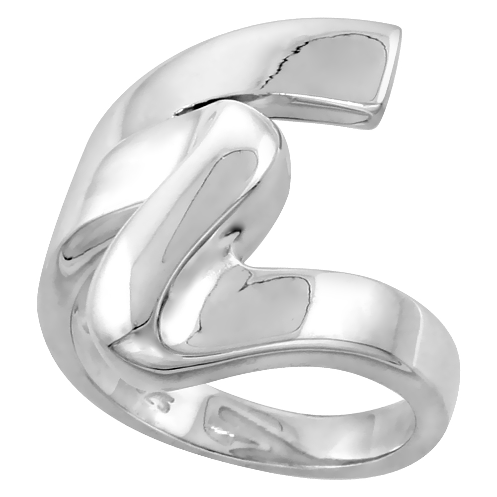 Sterling Silver Swirl Ring for Women Flawless finish 7/8 inch wide sizes 6 to 10