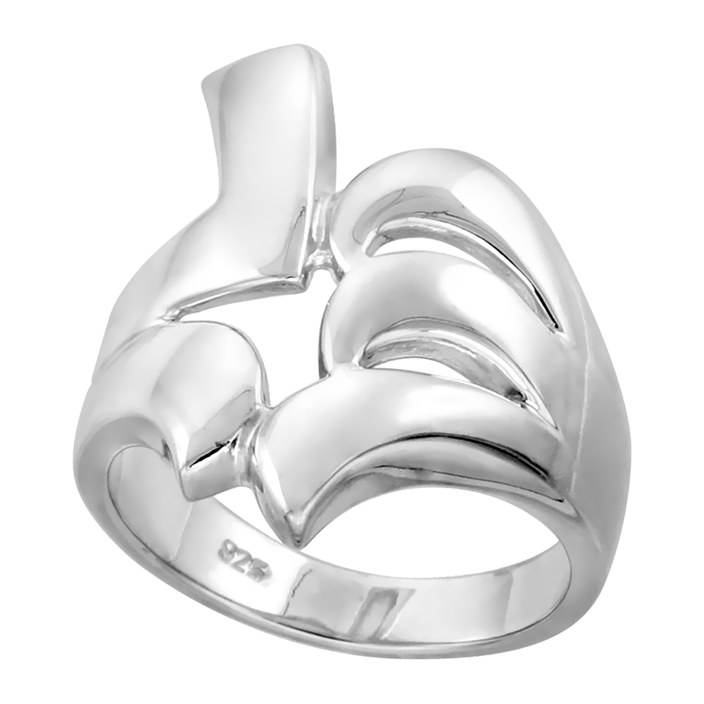 Sterling Silver Fork Ring for Women Flawless finish 1 inch wide sizes 6 to 10