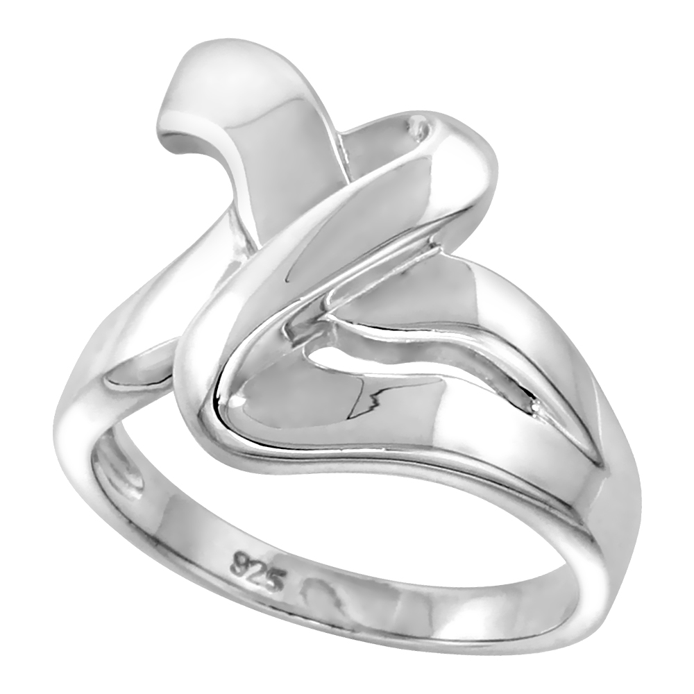 Sterling Silver Knot Ring for Women Flawless finish 3/4 inch wide sizes 6 to 10