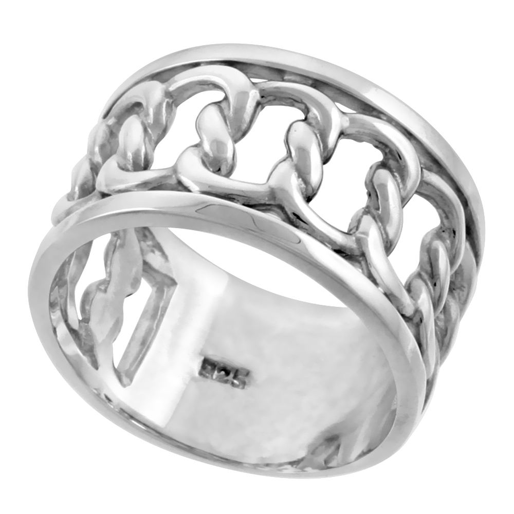Sterling Silver Sailors Knot Ring Wedding Band for Him and Her Flawless finish 1/2 inch wide sizes 6 to 14