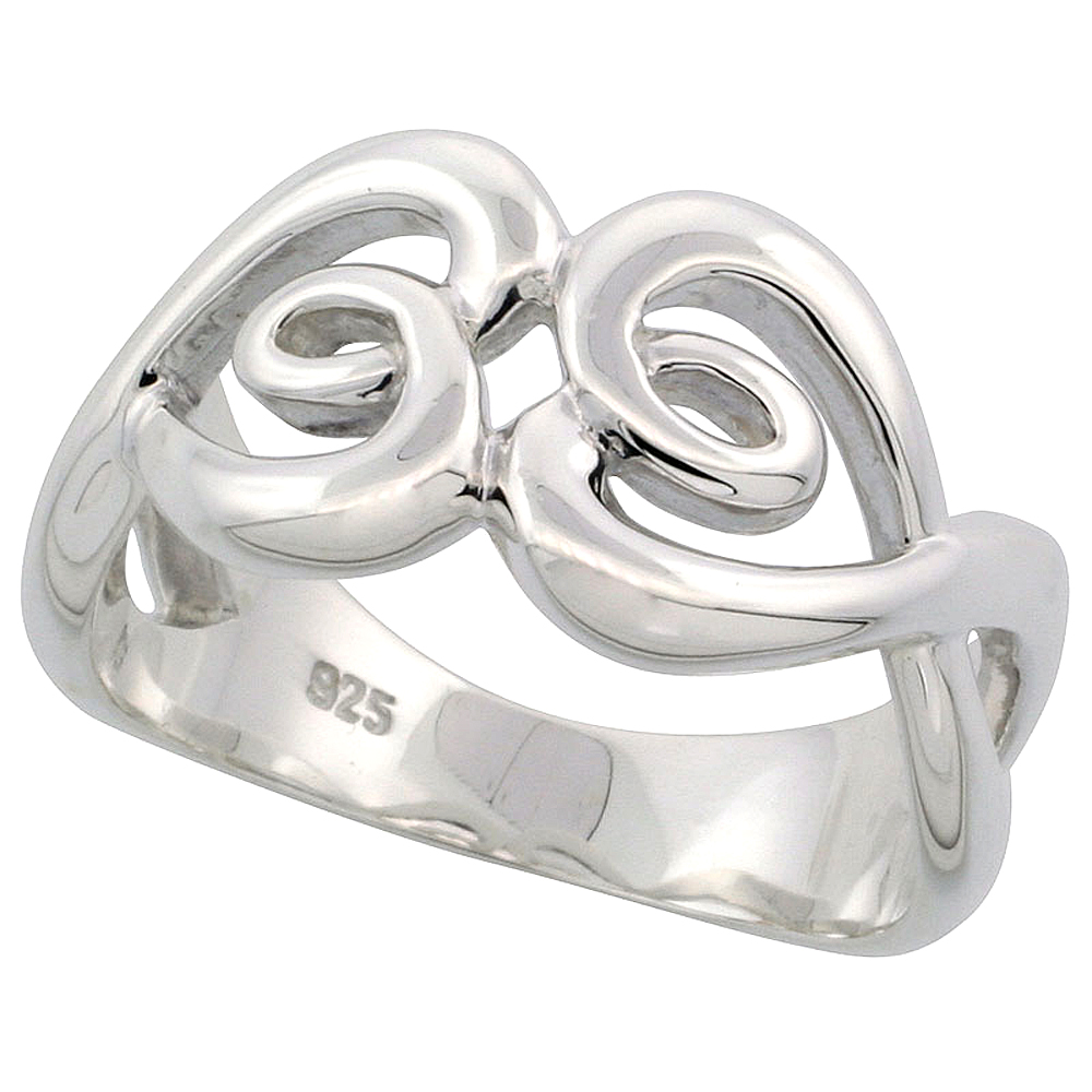 Sterling Silver Heart-shaped Knot Ring for Women Flawless finish 7/16 inch wide