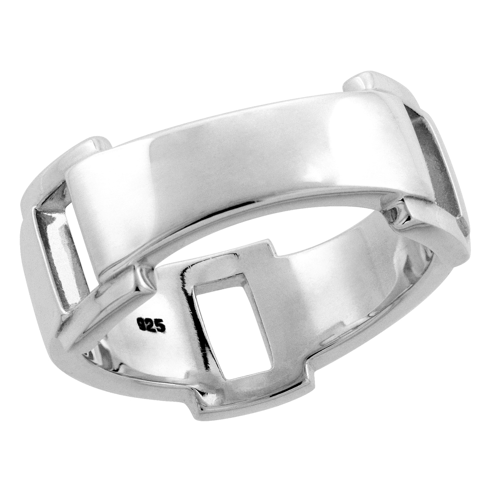 Sterling Silver Buckle Ring for Women Flawless finish Band 5/16 inch wide