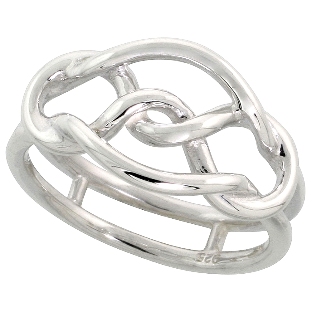 Sterling Silver Wire Knot Ring for Women Flawless finish Band 7/16 inch wide