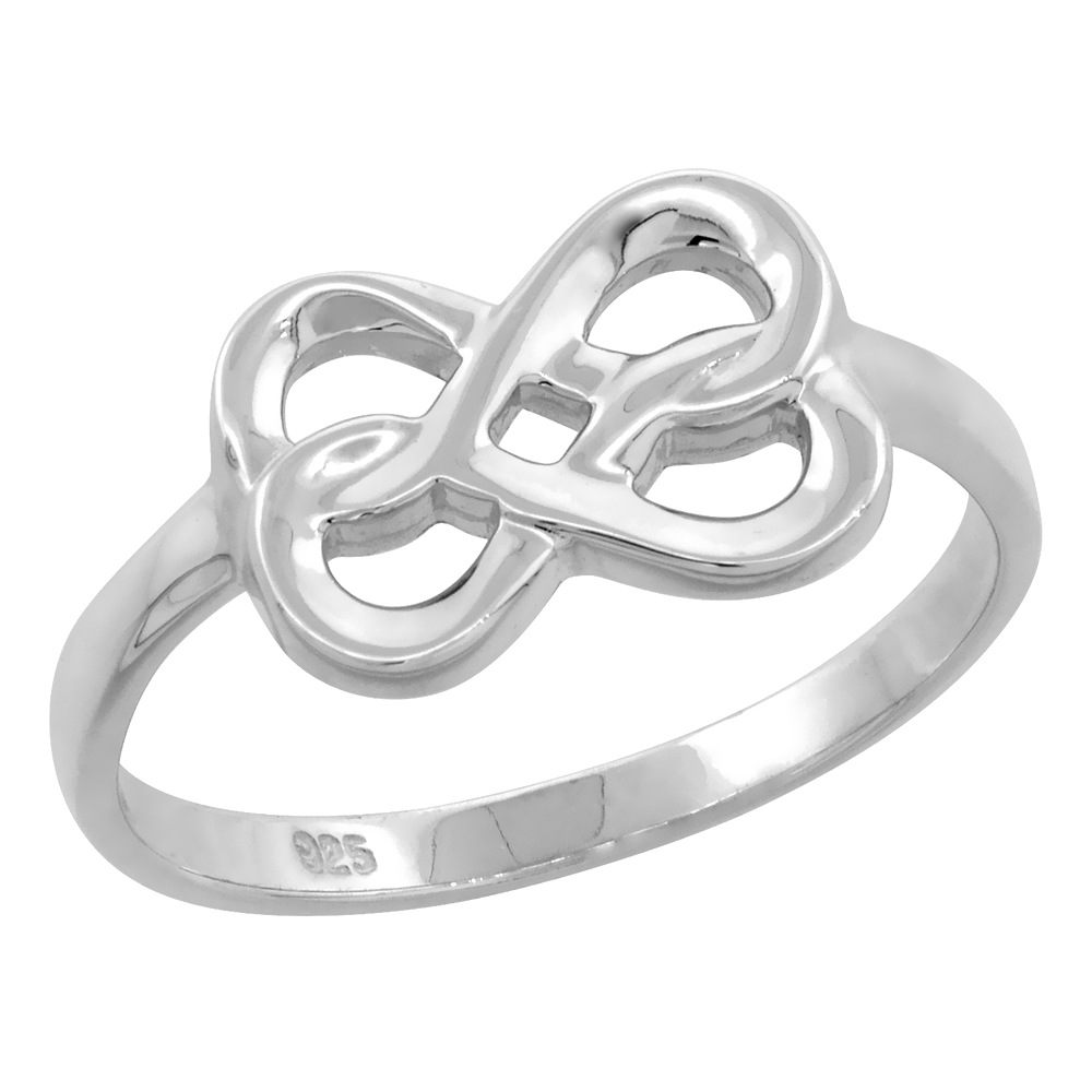 Sterling Silver Double Eternity High Polished Ring 11/32 inch wide sizes 6 - 9 with half sizes