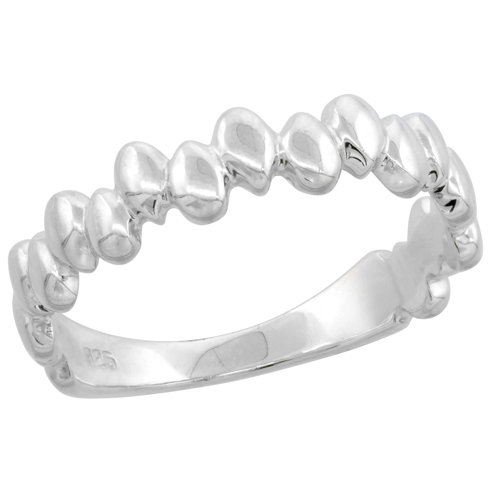 Sterling Silver Uneven Seeds High Polished Ring 3/16 inch wide sizes 6 - 9 with half sizes