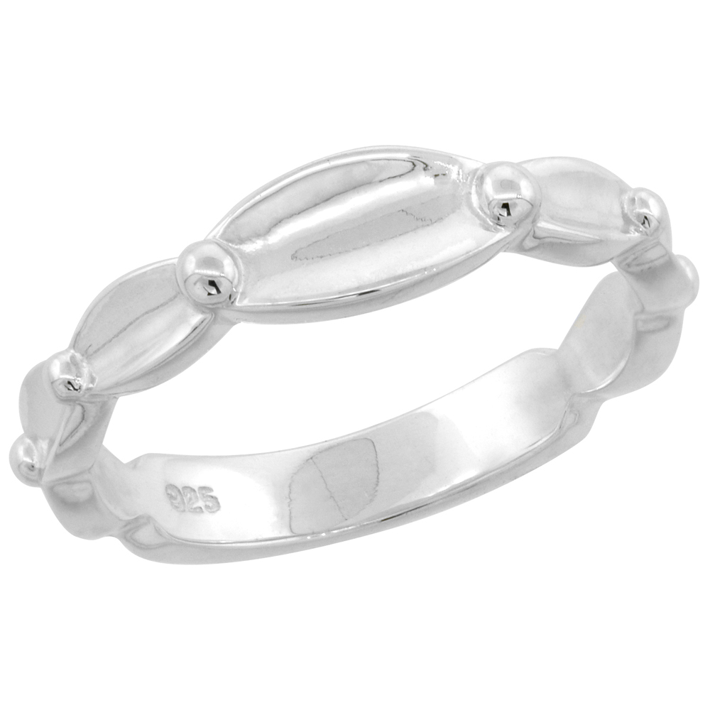 Sterling Silver Concave Oval High Polished Ring 3/16 inch wide, sizes 6 - 9 with half sizes