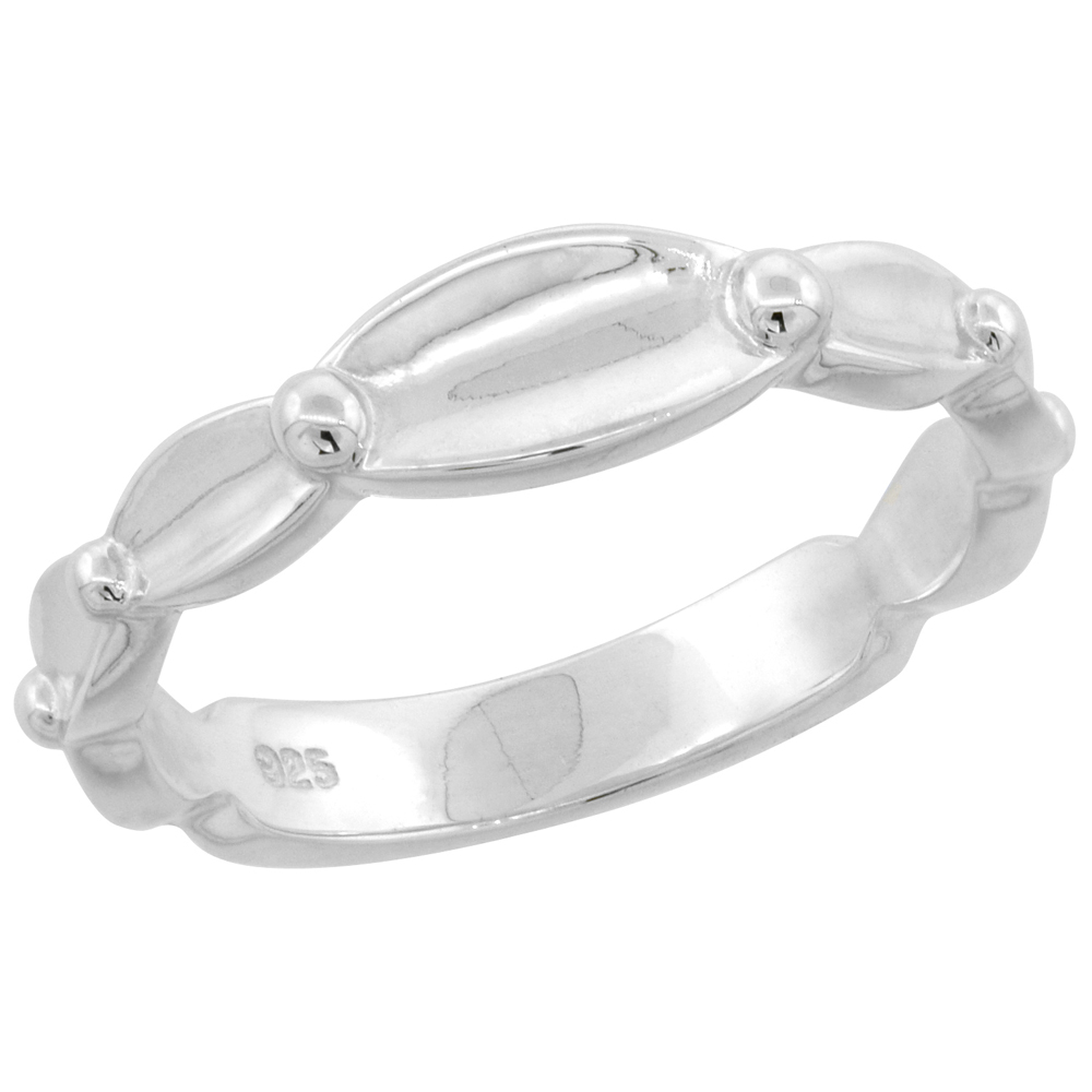 Sterling Silver Concave Oval High Polished Ring 3/16 inch wide sizes 6 - 9 with half sizes