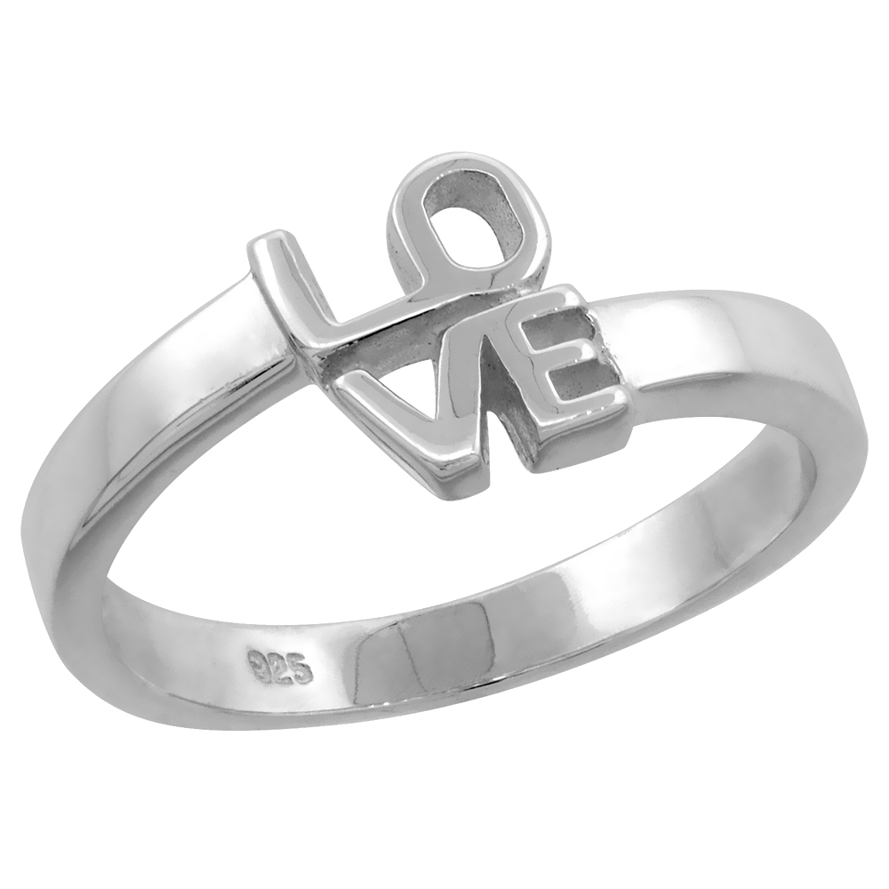 Sterling Silver Love Ring High Polished 5/16 inch wide sizes 6 - 9 with half sizes