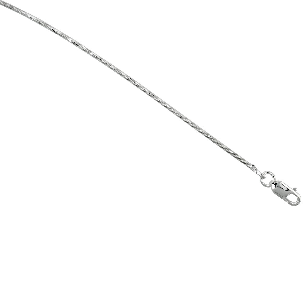 Sterling Silver Round Omega Necklace 1.25mm Diamond Cut Thin Nickel Free,