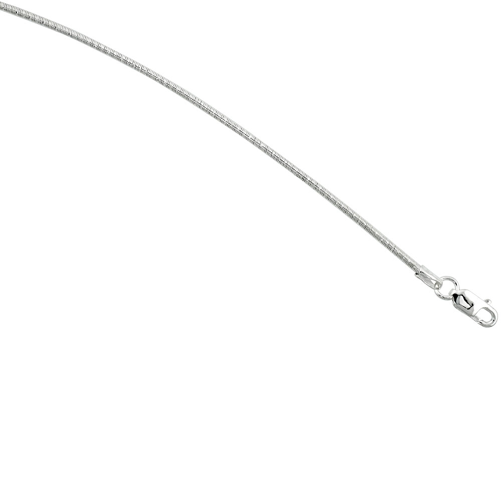 Sterling Silver Round Omega Necklace 1.6mm Diamond Cut Nickel Free Italy,