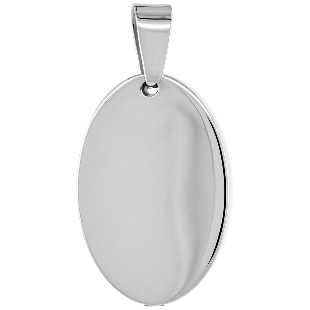 Sterling Silver Oval Ash Screw-on Pendant, 1 3/16 inch wide