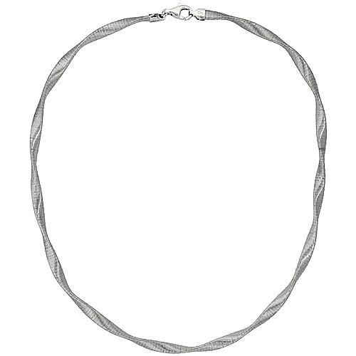 Sterling Silver Round Twisted Flexible Necklace 5mm, 18 inches long