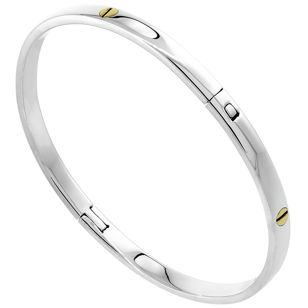 STERLING SILVER AND BRASS SCREW HEAD BRACELET 3/16 INCH WIDE