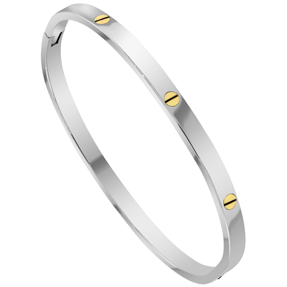 STERLING SILVER WITH BRASS SCREW HEADS BRACELET 3/16 INCH WIDE