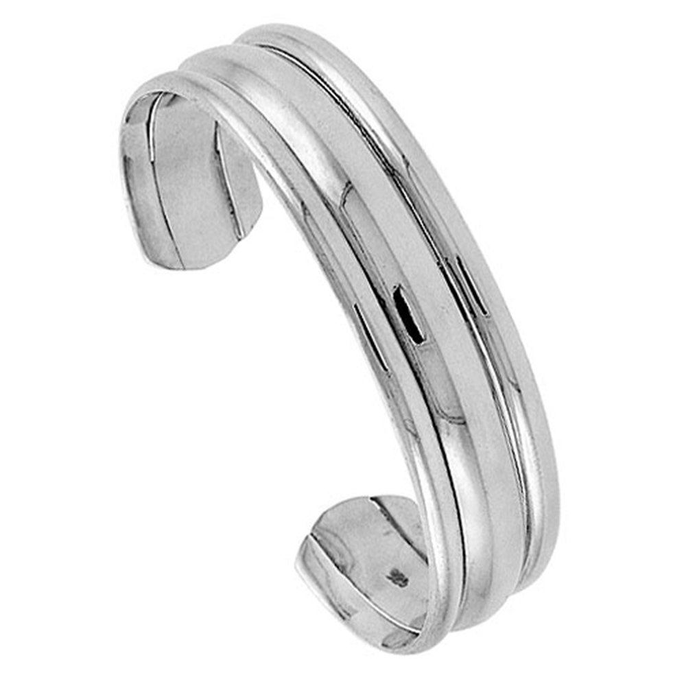 STERLING SILVER CUFF BRACELET TRIPLE DOMED HANDMADE 7.25 INCH