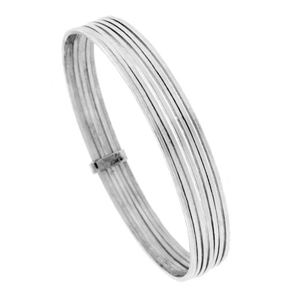 STERLING SILVER 7-DAY BANGLE BRACELET HANDMADE 7.25 INCH WIDE