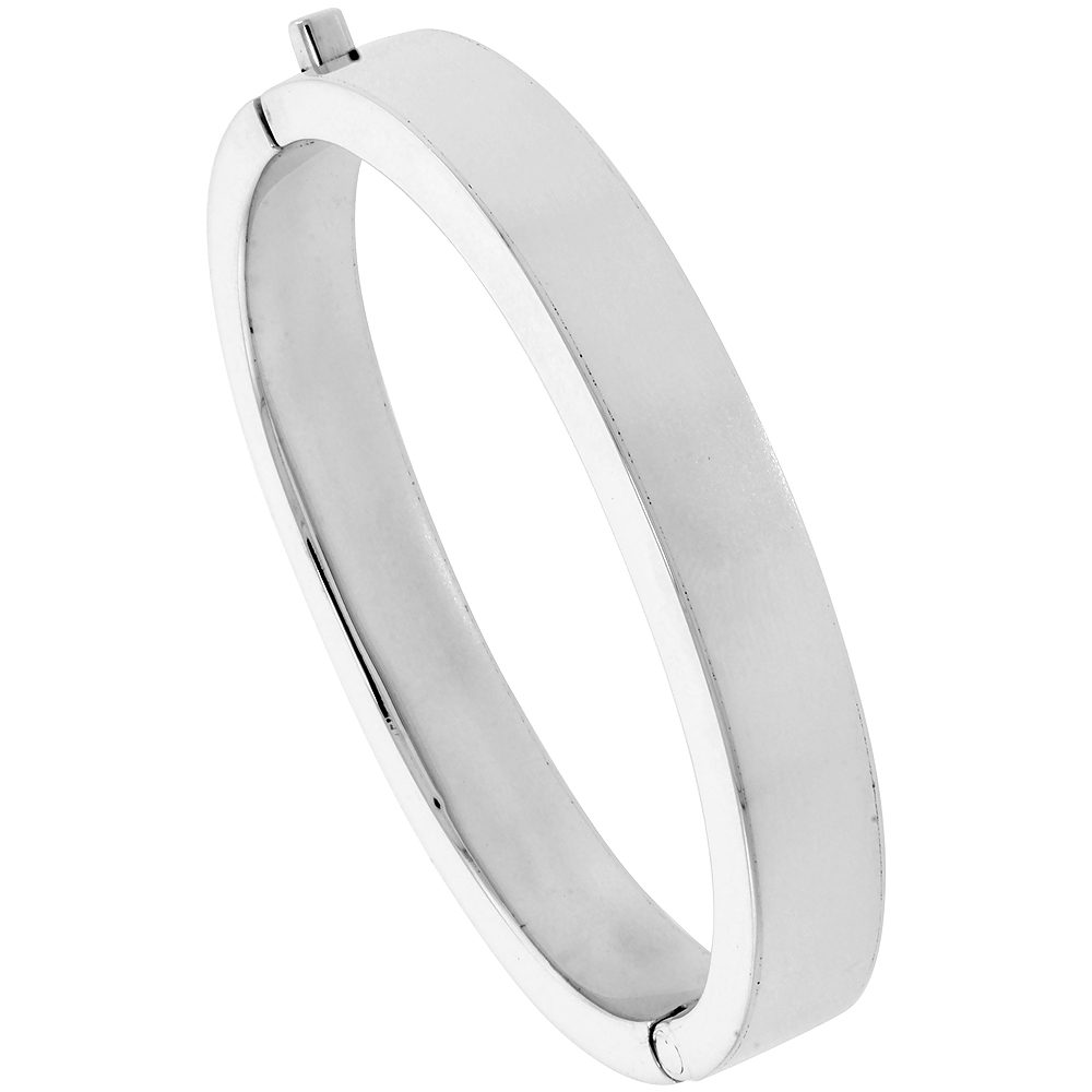 STERLING SILVER OVAL BANGLE BRACELET HINGED HANDMADE 7.25 INCH