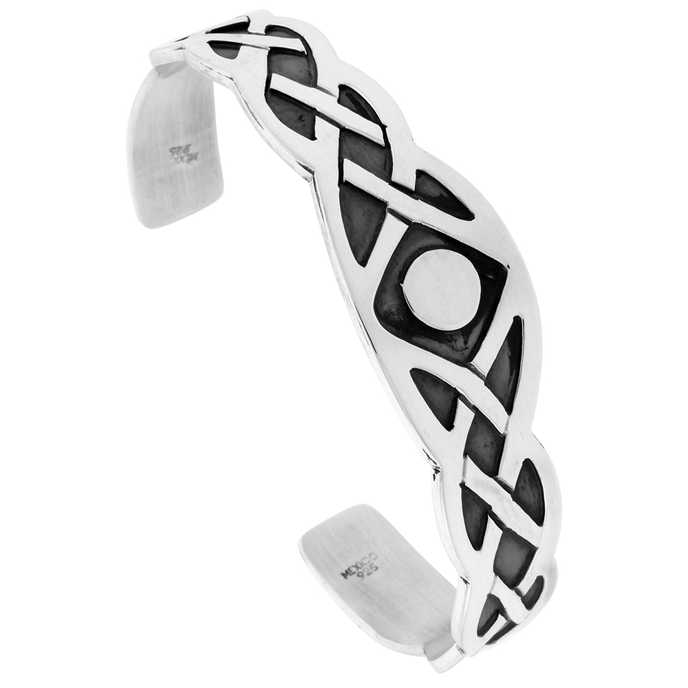 STERLING SILVER CELTIC KNOT CUFF BRACELET HANDMADE 7.25 INCH