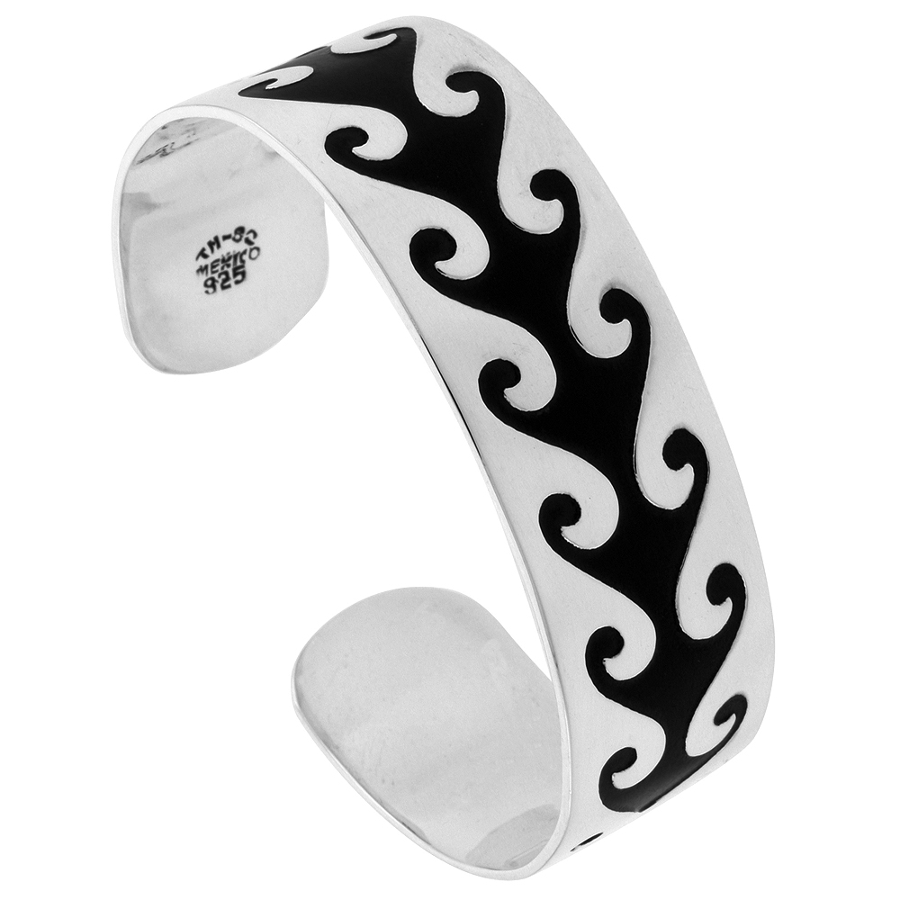 STERLING SILVER DOUBLE WAVE CUFF BRACELET HOPI DESIGN HANDMADE 7.25 INCH