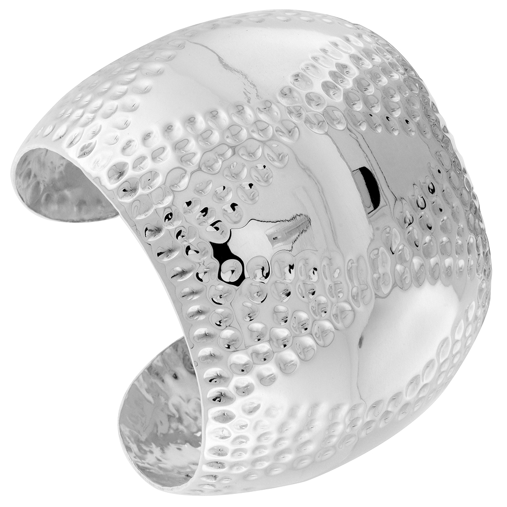 STERLING SILVER DOMED CUFF BRACELET DIAMOND PATTERN HANDMADE 7.25 INCH