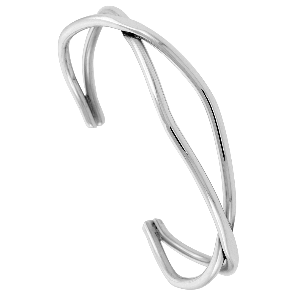 STERLING SILVER CUFF BRACELET DOUBLE WIRE HANDMADE 7.25 INCH