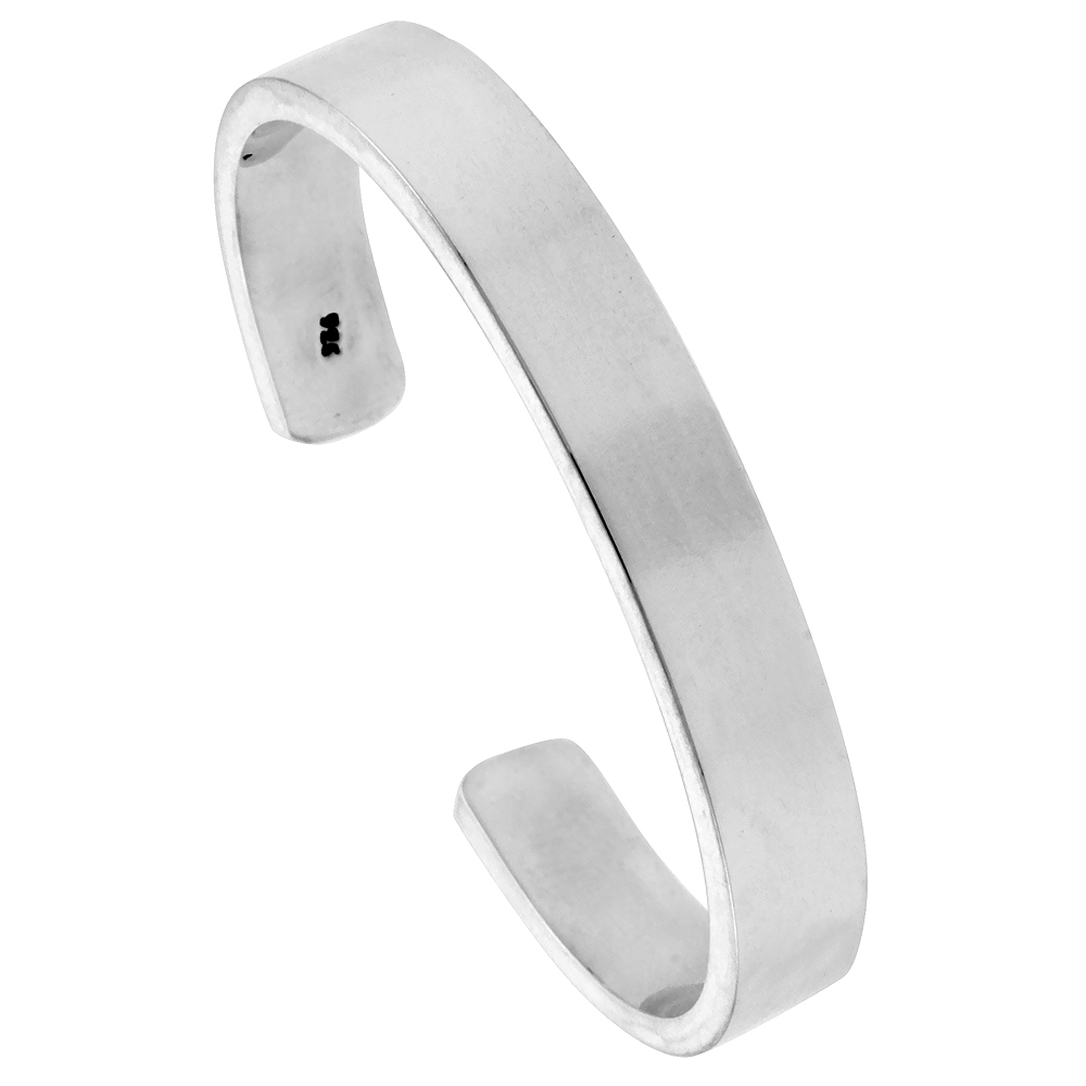 STERLING SILVER CUFF BRACELET FOR WOMEN & TEENS FLAT PLAIN HANDMADE 7 INCH SIZE