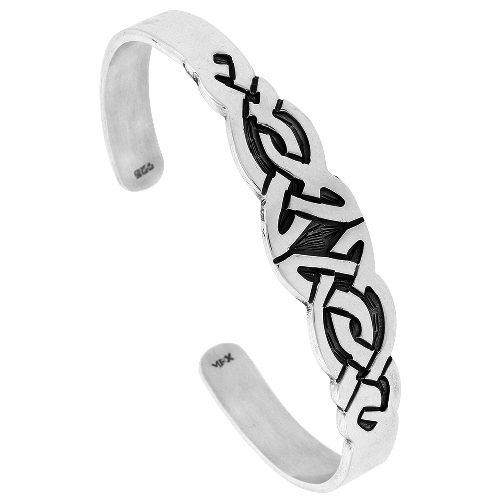 STERLING SILVER TRIQUETRA CELTIC KNOT CUFF BRACELET TRIQUETRA HANDMADE 7.25 INCH