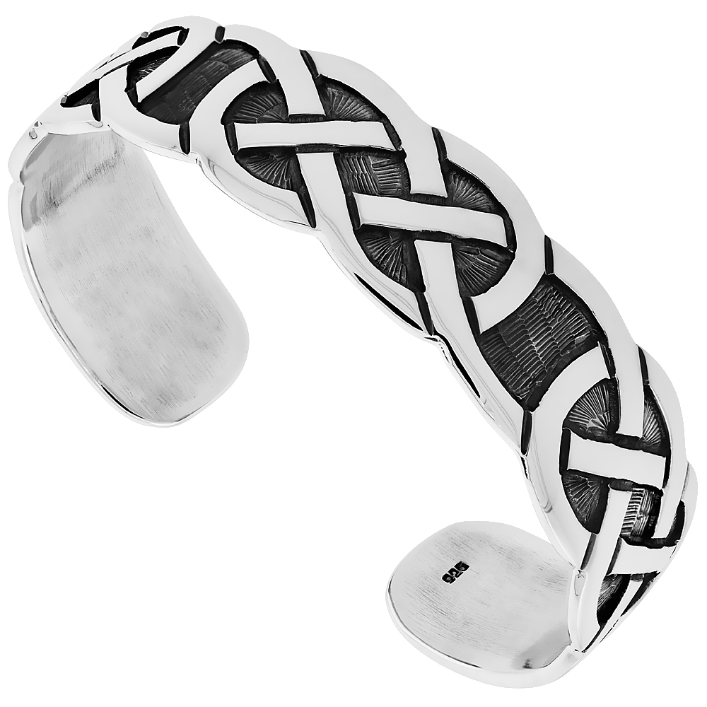STERLING SILVER CELTIC KNOT CUFF BRACELET HANDMADE 7.25 INCH