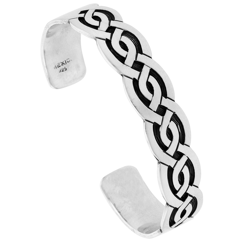 STERLING SILVER CELTIC KNOT CUFF BRACELET HANDMADE 7.25 INCH